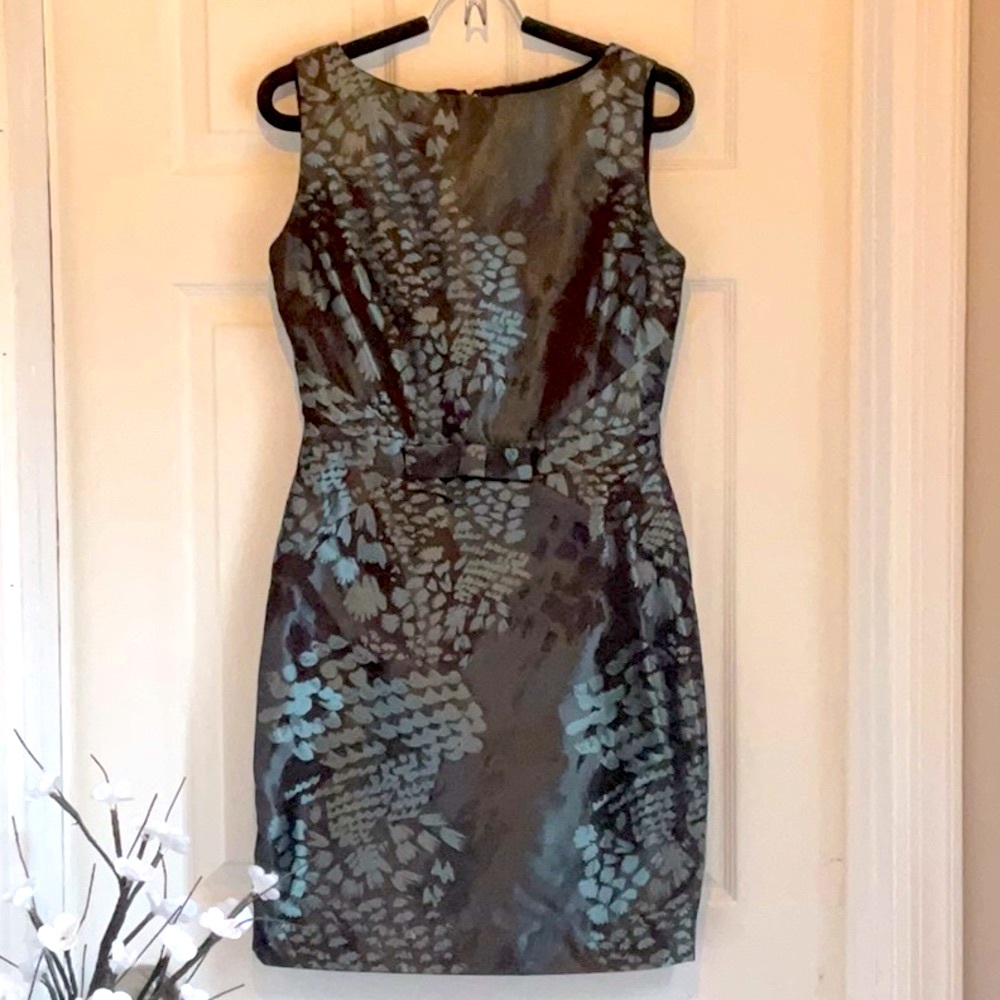 Anne Klein New York, sz 6 gorgeous shiny dress. EUC brown/grey/turquoise